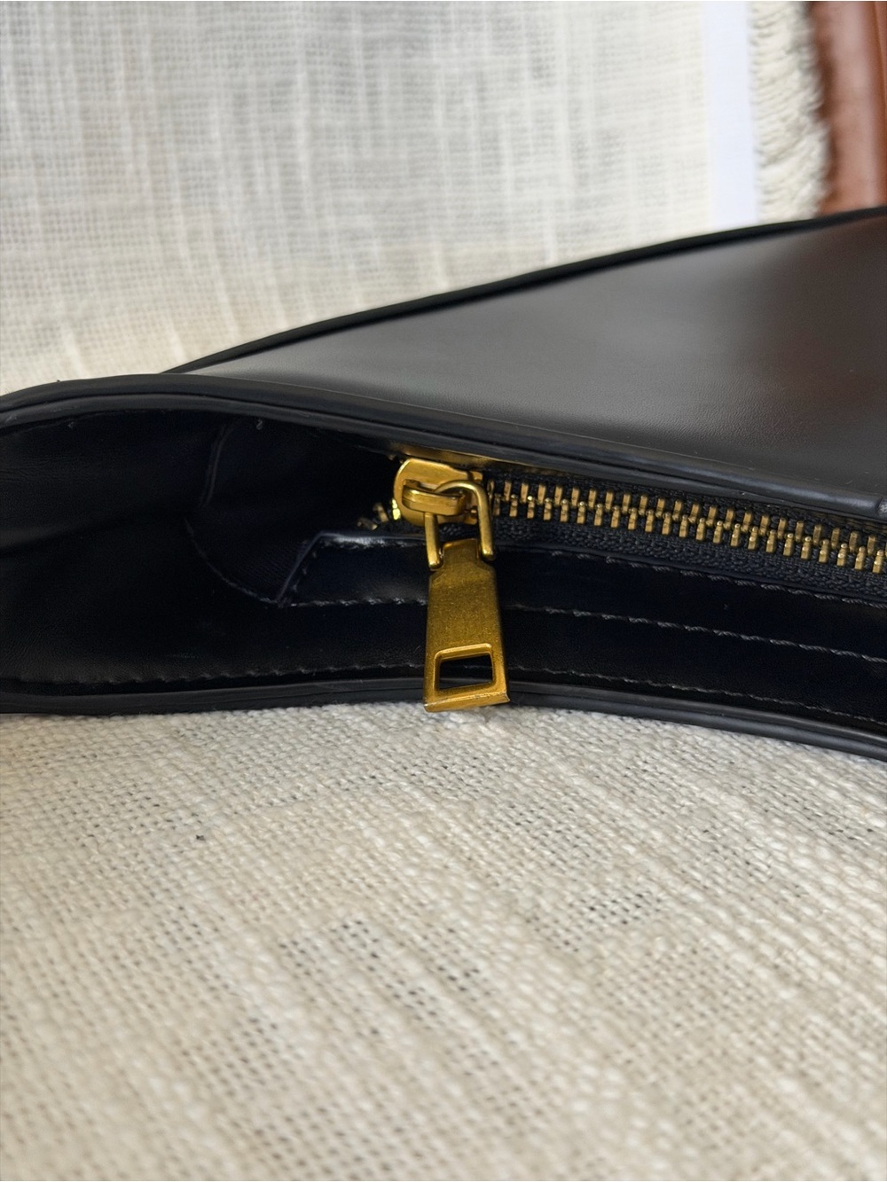 Madison West Black Moon Bag Crescent Shoulder Purse Gold Hardware - Picture 3 of 7